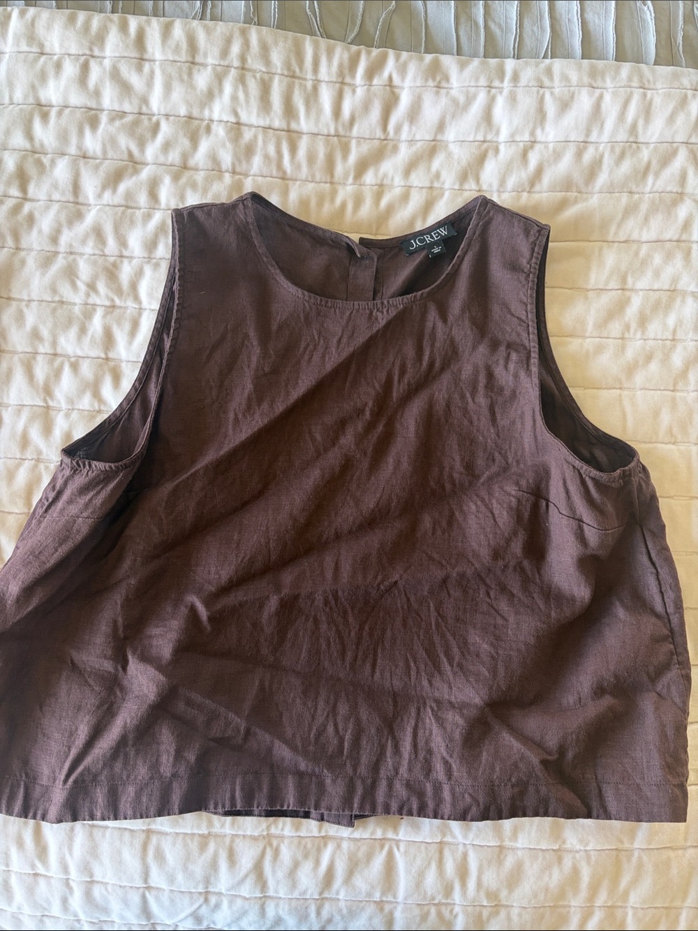 J. Crew Dark Brown Sleeveless Linen Shell Tank